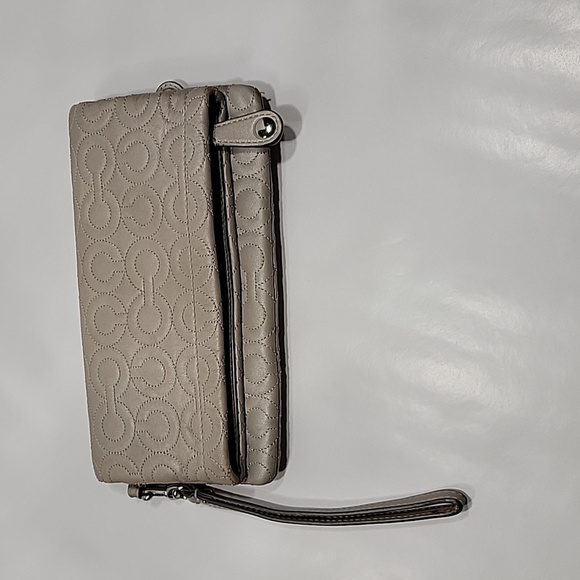 Coach Clutch / Wristlet.  Metallic Taupe Color with Silver Hardware, EUC - Picture 1 of 12